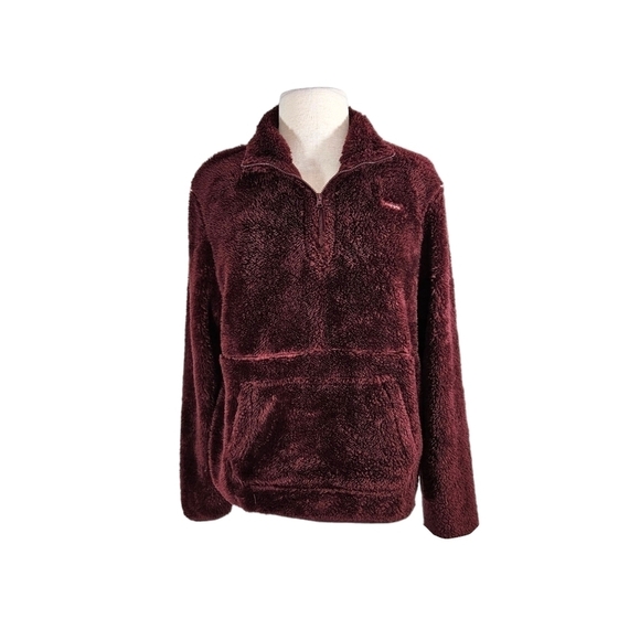 Reebok Maroon Fuzzy Fleece Pullover Jacket - Picture 1 of 7